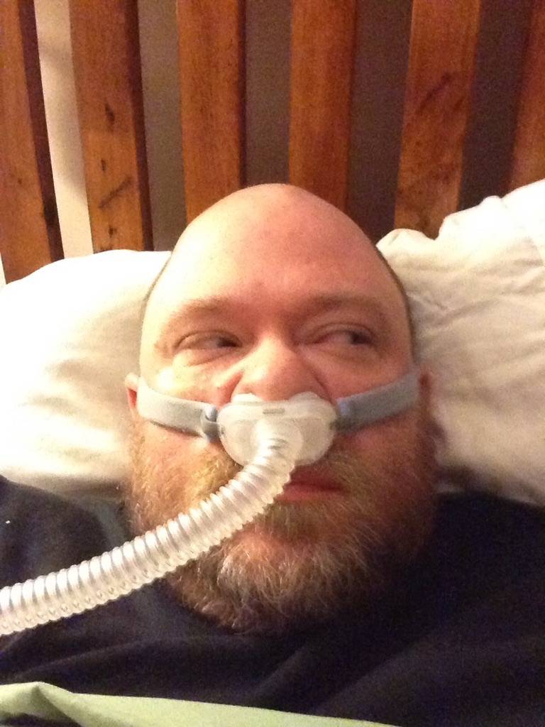 Me wearing my CPAP